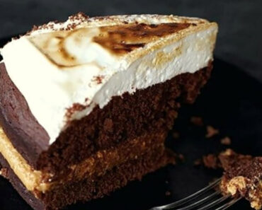 Chocolate Peanut Butter Cake Topped with Marshmallow Cream